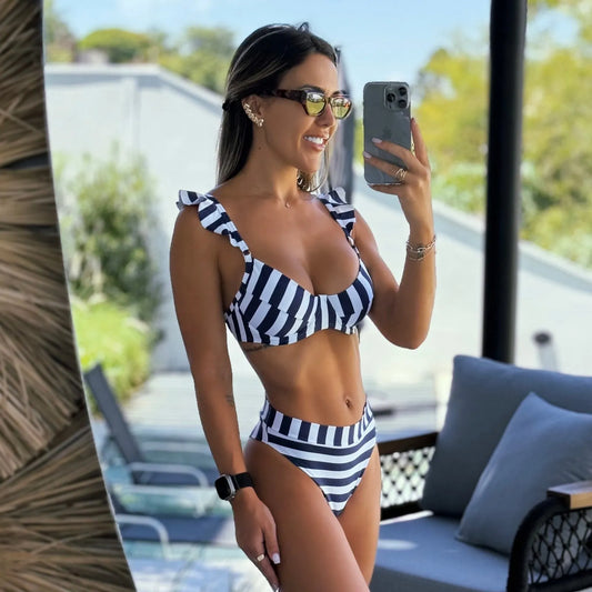 Bikini Grasieli Rayado Marino