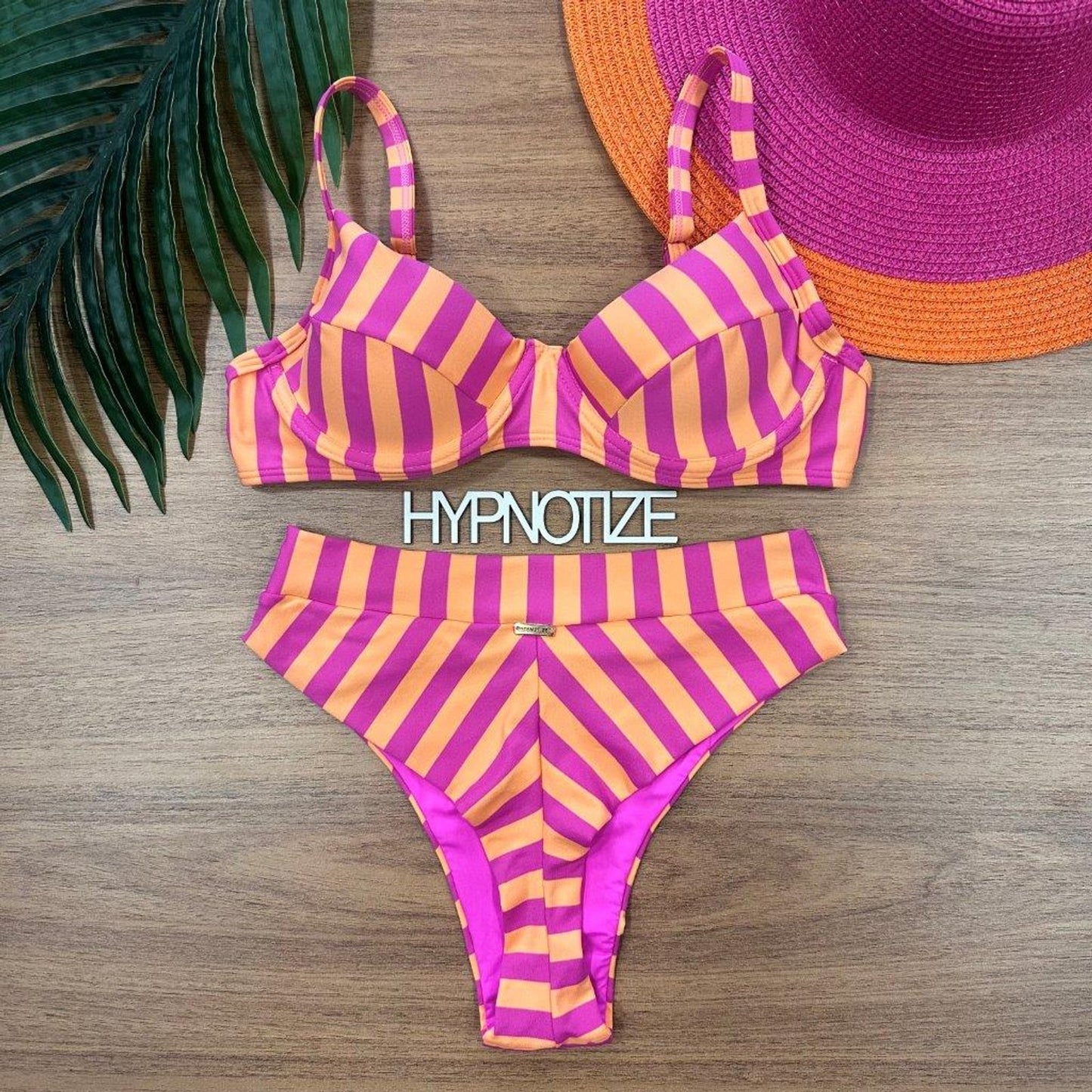 Bikini Mikaela a Rayas Rosa-Coral