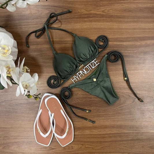 Bikini Aline Lurex Croco-Militar