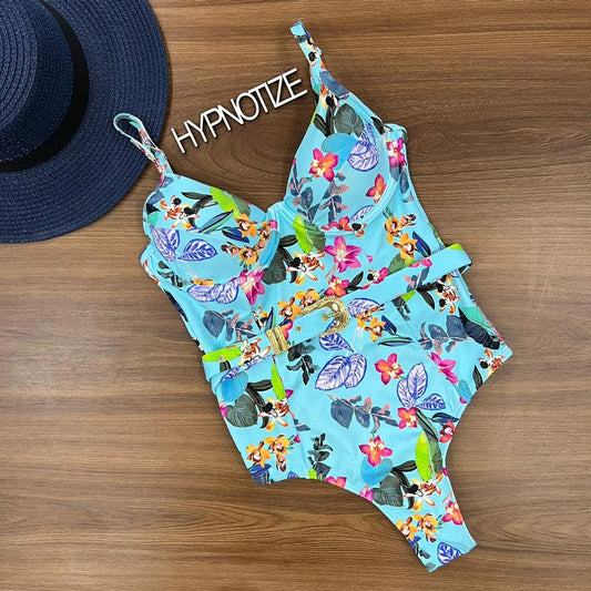 Bañador Luana Flores Azul