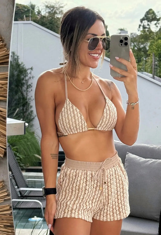 Pantalón Corto Crochet Nude