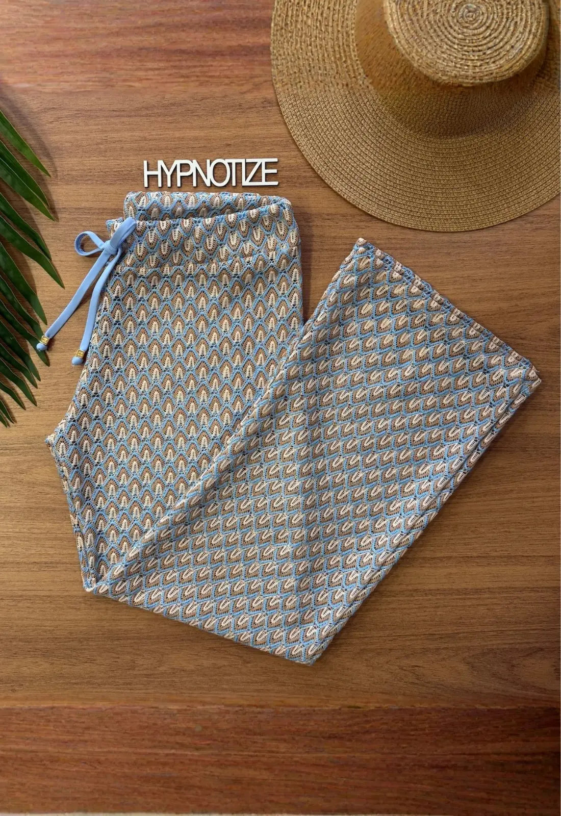 Pantalón Crochet Azul-off-beige